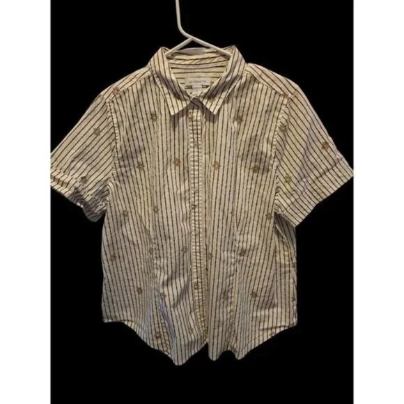 Liz Claiborne Tops - LIZ CLAIBORNE STRIPED BUTTON DOWN BLOUSE SZ XL